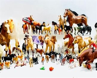 Large Assorted Vintage Toy Horse Collection: Breyer, Battat, & More!
