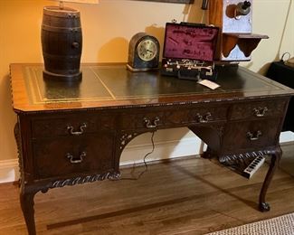 Carved leather top desk-$400