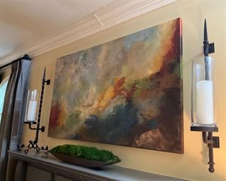 Large signed abstract oil painting $400