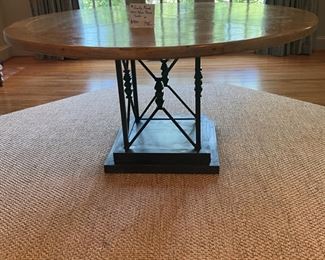 Country French round iron base dining table-$800