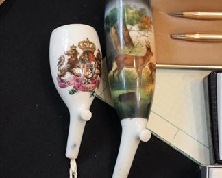 Two vintage porcelain pipes