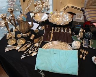 More sterling - coffee pot, weighted & non weighted candle sticks, misc spoons....