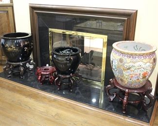 Assorted Oriental planters / koi bowls