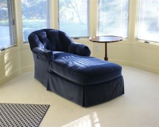 Blue velvet chaise lounge