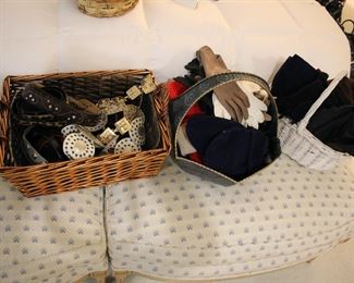 Assorted ladies belts, gloves