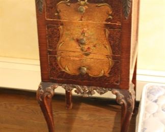 Paint decorated three drawer stand