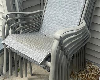 Six stacking outdoor chairs aluminum