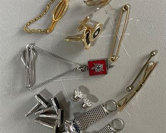 Assorted men's jewelry tie clips pins and cufflinks