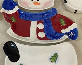Snowman 3 Piece Snack Tray