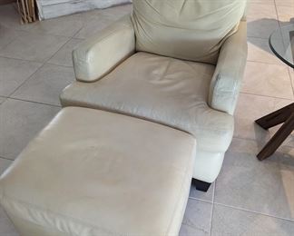 Leather armchair w/ottoman