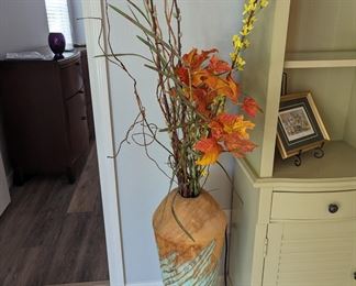 Hand carved wooden vase