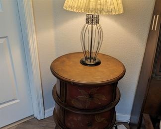 Round 3 drawer nightstand with floral design