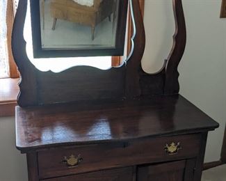 Antique Dry Sink, Dresser, and Mirror