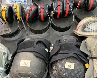 knee pads, ear protectors