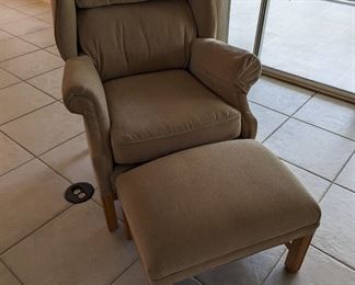 Wing-back chair w/ottoman