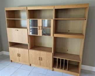 3 piece wall unit bookshelves