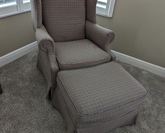 Clayton Marcus wing-back chair w/ottoman