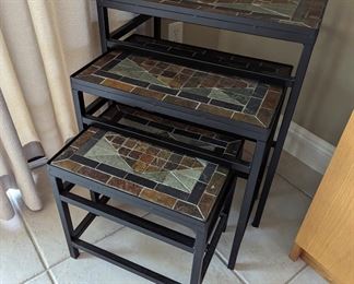Nesting tables with tile top and metal frame