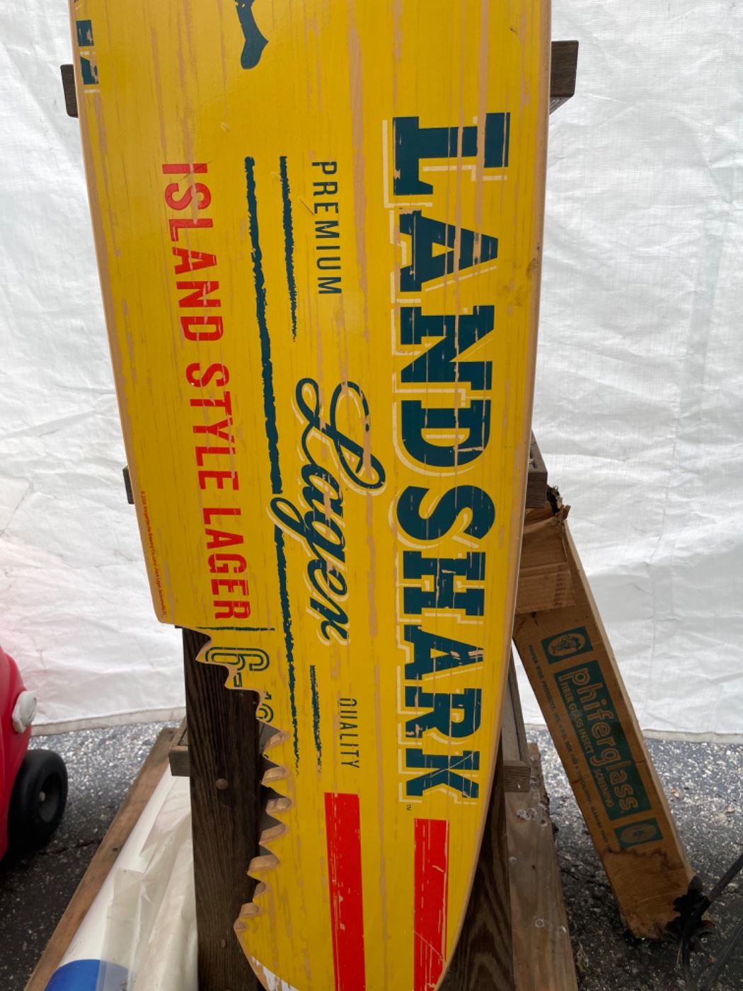 LandShark Lager surfboard storage rack