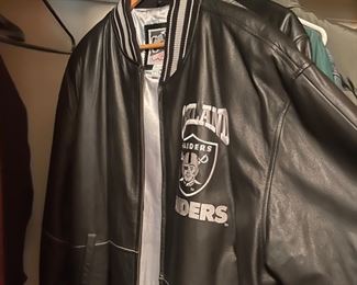 Oakland Raiders Black Bomber Jacket with the logo on the back as well