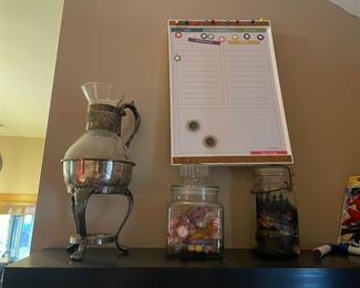 White board and glass jars