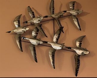 Vintage Metal geese wall sculpture