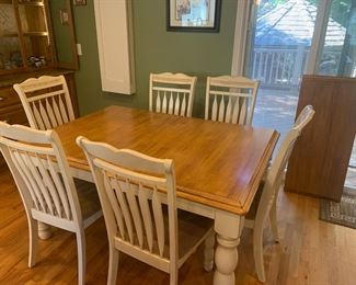 Oak and Cream Dining Table with Chairs