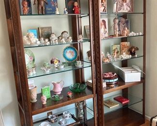 Two 6 Tier Shelves with Gold Tone Etched Design