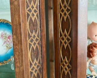 Two 6 Tier Shelves with Gold Tone Etched Design