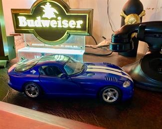 Blue Burago Dodge Viper GTS Coupe Diecast Model Car