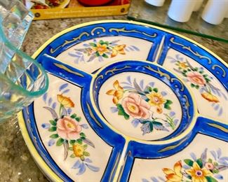 1920’s Japan Hand Painted Divided Dish Serving Plate