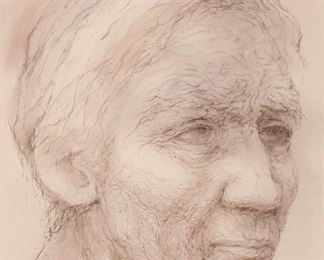 83	Ken Nishi Watercolor Portrait	Ken Nishi (American, 1916-2001). Watercolor on paper, portrait. Signed and dated 1974 in ink lower right. 22" x 14 7/8" (with frame 33" x 26"). Minor losses to frame.
