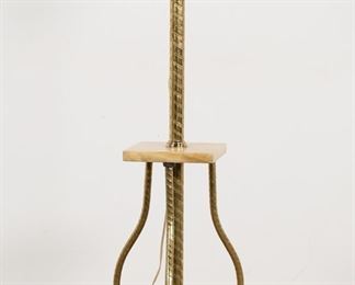 120	Victorian Brass and Marble Floor Lamp	"Victorian brass and marble floor lamp. Late 19th century. Previously an oil lamp converted to electricity. Decorative brass post, paw feet, glass shades. Small marble tier to center. Lighting has been tested and is in working order. Small fleabites and losses to edges of marble on tier. Chips to glass on bottom rim and edges of shades. 

19"" W x 19"" H x 61 1/4"" H. 16 lbs."
