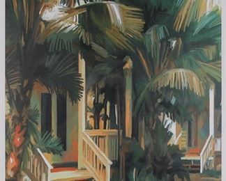 129	Bob Stedman Print Key West Neighbors	Bob Stedman (American, 20th / 21st century). Print, Key West Neighbors. Titled and signed in the plate in the lower margin. 24 1/4" x 18 3/8" (with frame 37 1/4" x 31 1/4").
