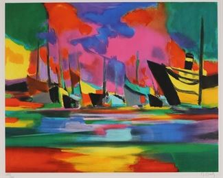 134	Marcel Mouly Lithograph L'Interieur Venitien	"Marcel Mouly (France, 1918-2008). Lithograph, L'Interieur Venitien 3 femmes. Pencil signed lower right and numbered 229/300 lower left. 23 1/4"" x 28 5/8"" (with frame 37 3/4"""" x 43""). Chips and losses to frame.
"
