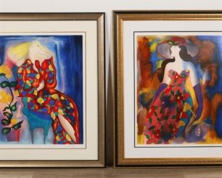 135	2 Linda Le Kinff Serigraphs Emmanuelle & Lady B.	Linda Le Kinff (France, 1949-). 2 serigraphs, portraits of women. Emmanuelle B., pencil signed lower right and numbered 139/350 in pencil lower left, 28 1/2" x 22 1/2" (with frame 39" x 32 3/4"). Lady B., pencil signed lower right and numbered 316/350 in pencil lower left, 28 1/4" x 23" (with frame 39 1/4" x 33 1/2").
