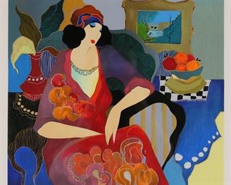 141	Itzchak Tarkay Serigraph Jeanne II	Itzchak Tarkay (Israel, 1931-2012). Serigraph, Jeanne II. Pencil signed lower right and numbered 24/350 in pencil lower left. 15 3/4" x 16 1/8" (with frame 29" x 29").
