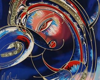 147	Martiros Manoukian Embellished Serigraph	Martiros Manoukian (Armenia, 1947-). Embellished serigraph, Dream Journey. Signed in gold ink lower left and numbered 66/395 in gold ink lower right. 28 3/4" x 29 1/4" (with frame 44 1/4" x 44").
