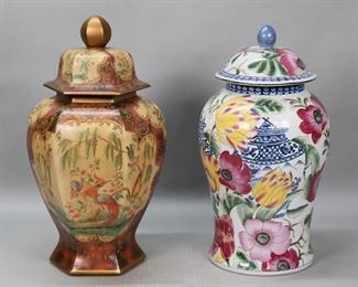 231	2 Chinese Porcelain Ginger Jars	2 Chinese porcelain ginger jars. 17"H and 17 1/2"H.
