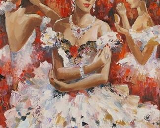 269	Yuri Dennisov Oil on Canvas Portrait of a Woman	"Yuri Dennisov (Russia, 1962-). Oil on canvas, portrait of a woman. Signed lower right. 23 1/2"" x 17 1/2"" (with frame 33 1/8"" x 27 1/8""). Chips and losses to gilt frame.
"
