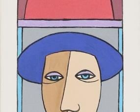 284	Gunther Temech Oil on Canvas Faces With Sailboat	Gunther / Gunter Temech (Austria, 1942-2010). Oil on canvas, faces with sailboat. Signed and dated '96 lower left. 49 7/8" x 10 1/4" (with frame 54 1/8" x 14 1/8"). Staining to linen mat.
