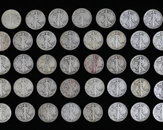364	41 Walking Liberty Half Dollars	14 1942 Walking Liberty Half Dollars Philadelphia Mint. 7 1942 Walking Liberty Half Dollars Denver Mint. 20 1943 Walking Liberty Half Dollars Philadelphia Mint.
