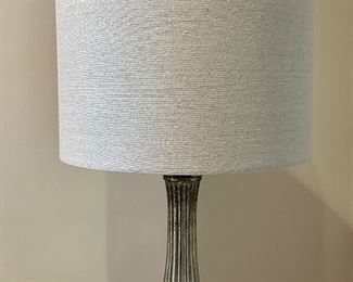 (2) Brushed Gold Lamps with Burlap Shade