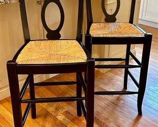 (2) Bar Stools with Rush Seats