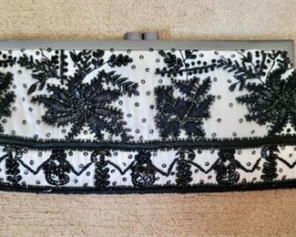 Santi Beaded Bag (black & white)