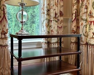 Hickory Furniture Company Three Tier Side Table with Brass Casters