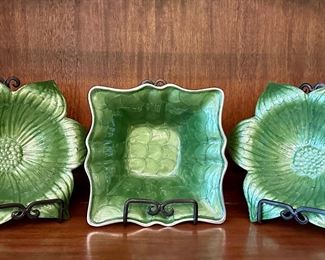 (3) Floral Serving Pieces