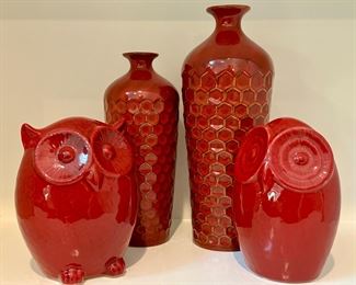 Textured Vases & Owls