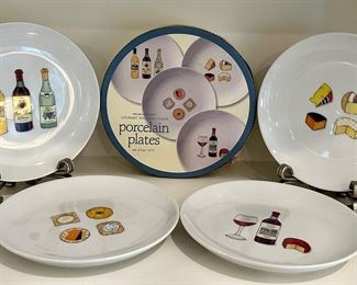 Set of Porcelain Wine & Cheese Plates