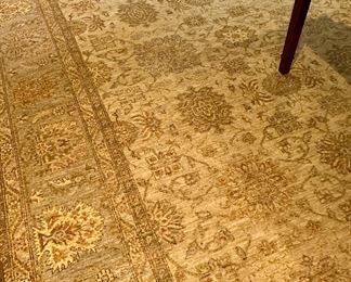 Wool Rug (beige, light blue) - approx. 9' x 12'